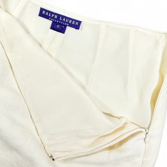 Ralph Lauren Collection Purple Label Linen Pencil Skirt 10 Vintage Cream Classic - Picture 2 of 11
